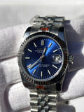 Seiko MOD automata karóra, acél, kék számlap, napsugaras, 40 mm, NH34 | Cobalt