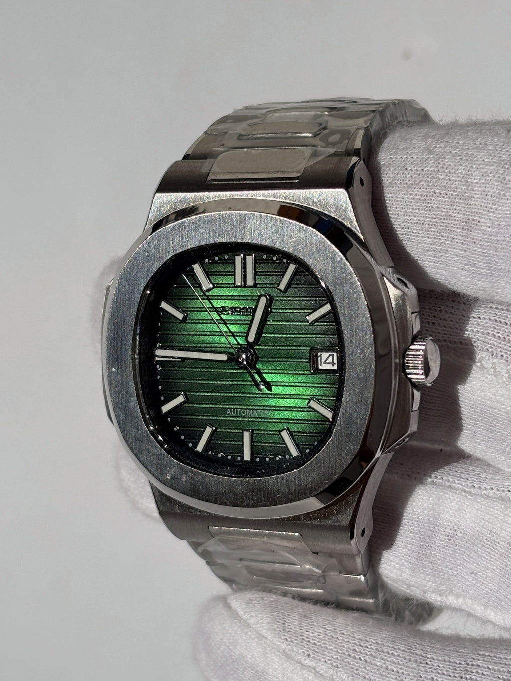 Seiko MOD automata karóra, acél, zöld számlap, 40 mm, NH34 | Evergreen