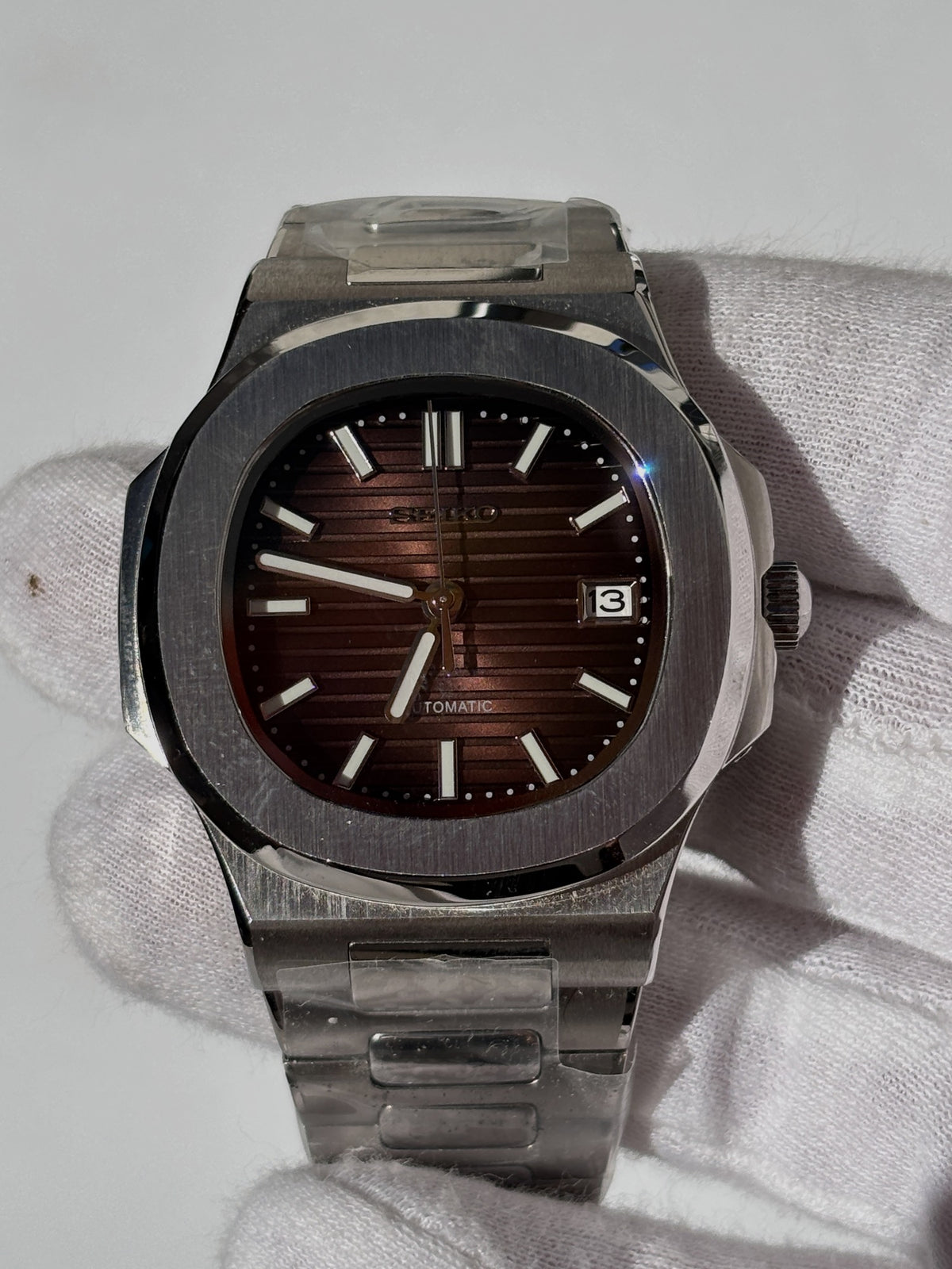 Seiko MOD automata karóra, acél, barna számlap, 41 mm, NH34 | Mocha