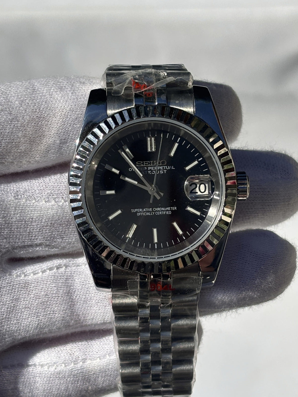 Seiko MOD automata karóra, acél, fekete számlap, pálcajelölők, 40 mm, NH34 | Jet