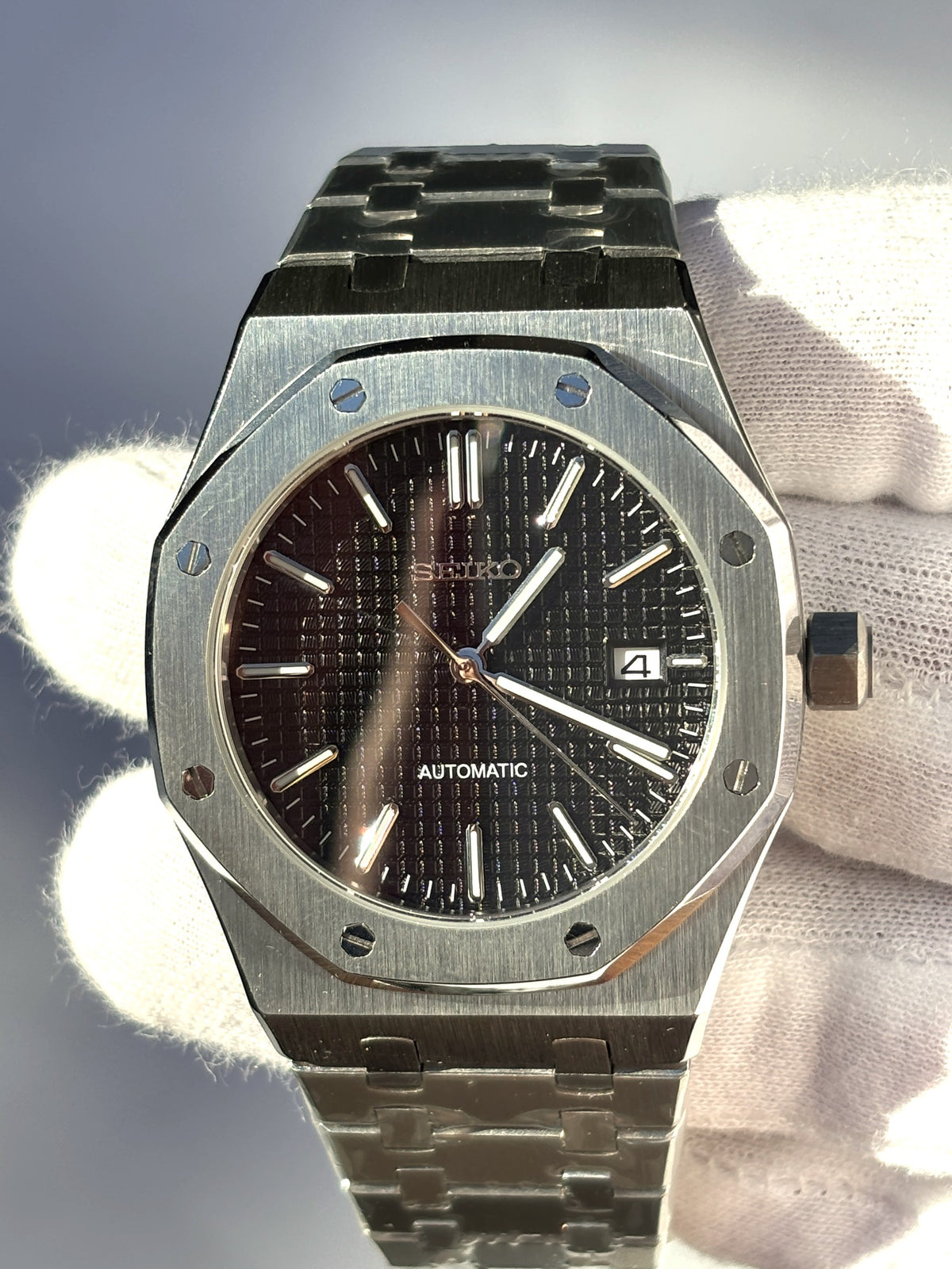 Seiko MOD automata karóra, acél, fekete számlap, 41 mm, NH34 | Shadow