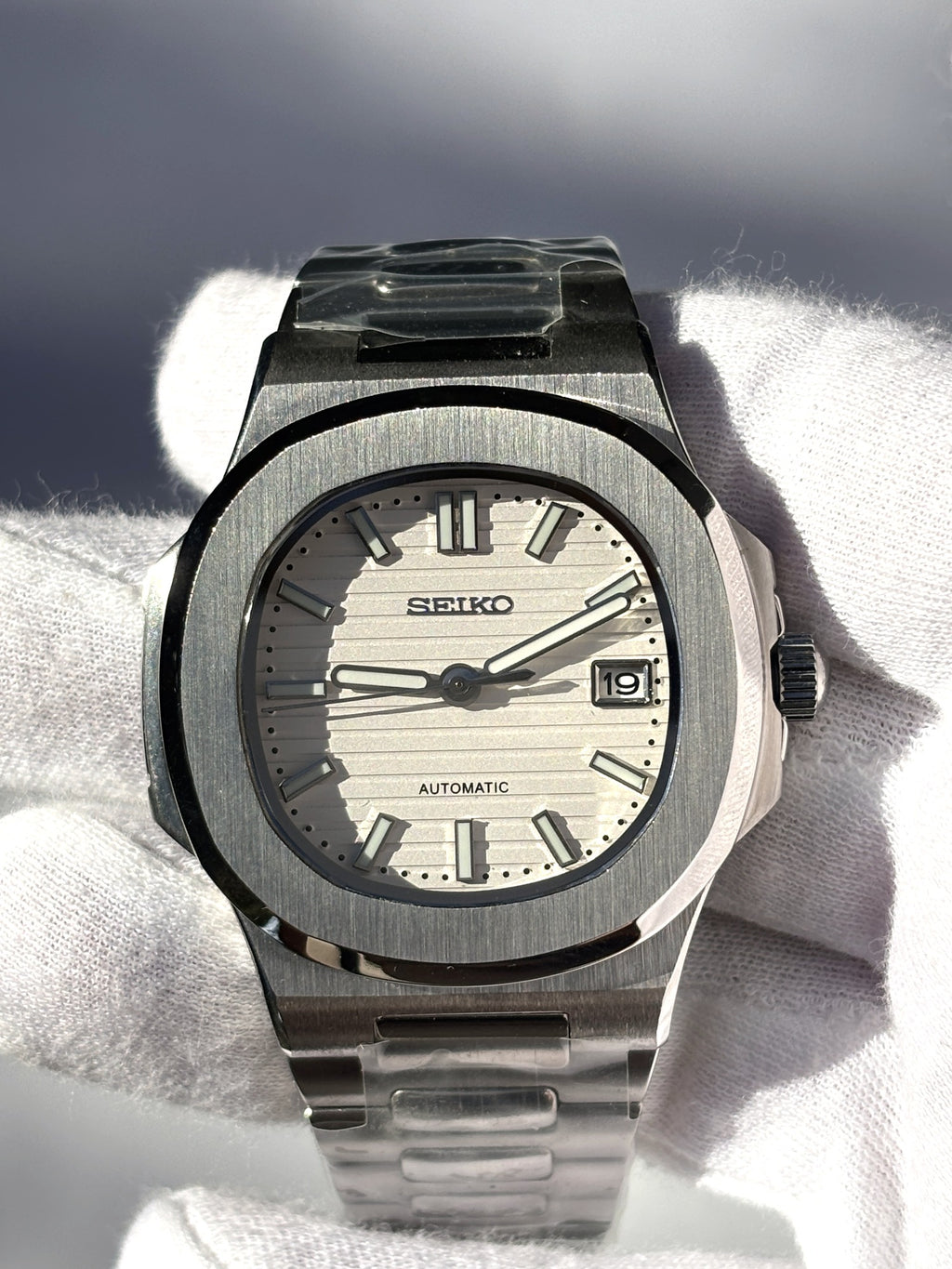 Seiko MOD automata karóra, acél, fehér számlap, 41 mm, NH34 | Ivory