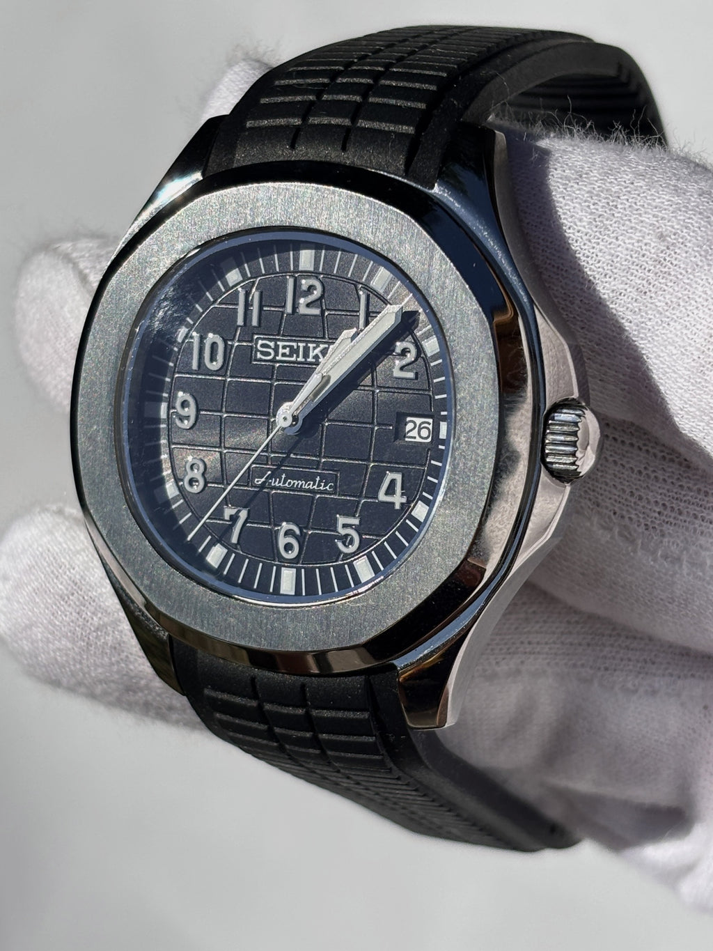 Seiko MOD automata karóra, acél, fekete számlap, fekete gumipánt, 40 mm, NH34 | Coal