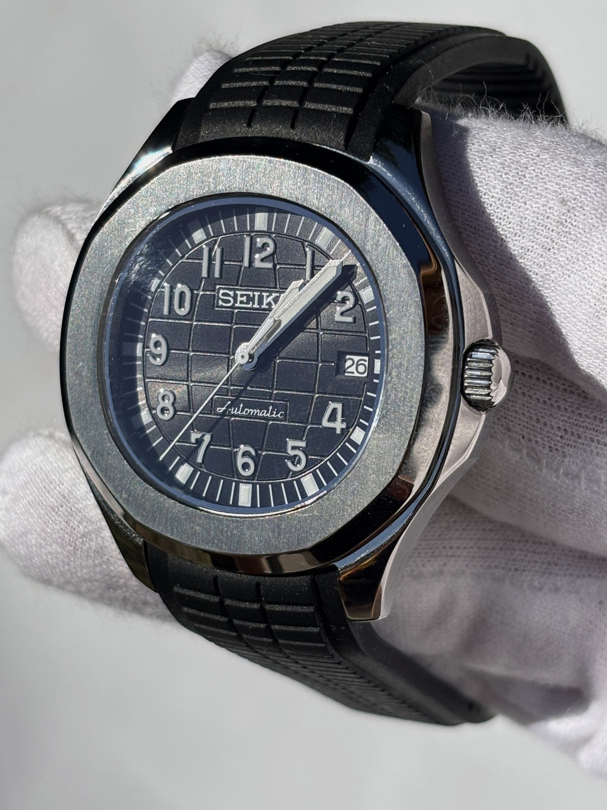 Seiko MOD automata karóra, acél, fekete számlap, fekete gumipánt, 40 mm, NH34 | Coal