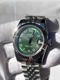 Seiko MOD automata karóra, acél, zöld számlap, arab számok, 39 mm, NH34 | Green Casino