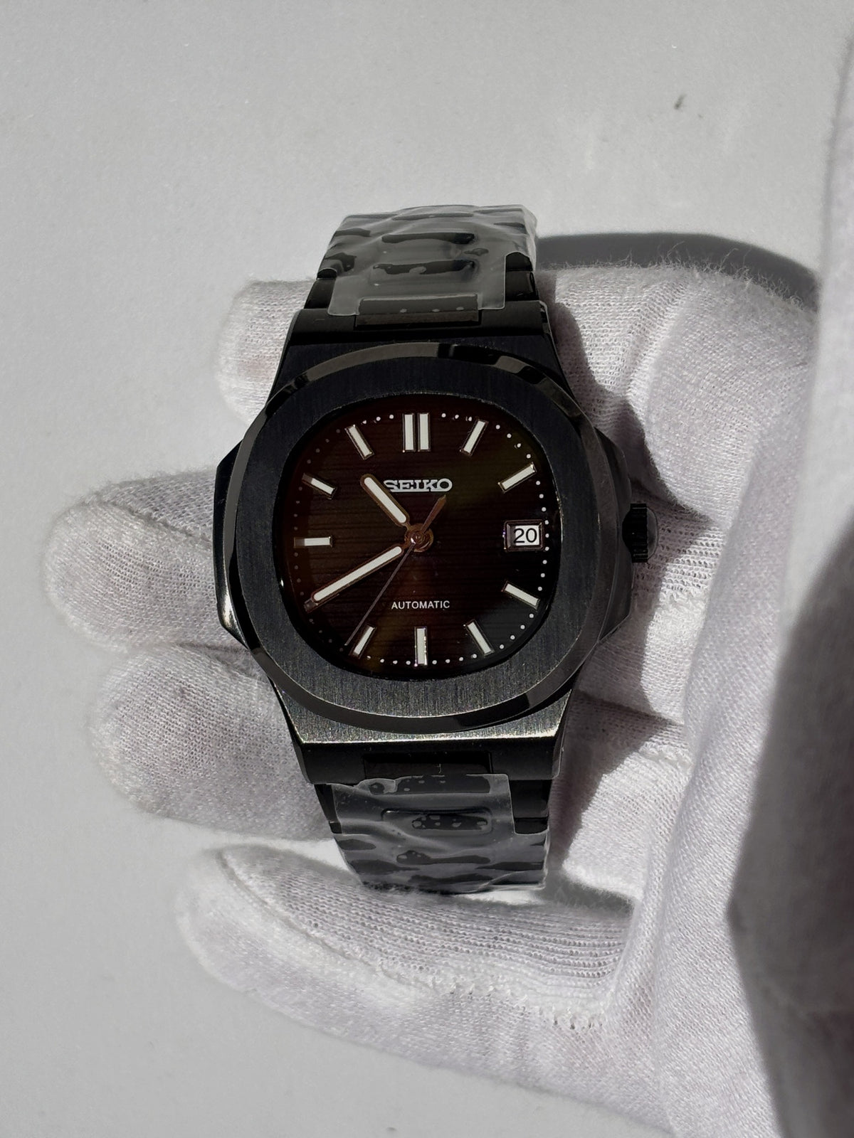 Seiko MOD automata karóra, fekete PVD, fekete számlap, 41 mm, NH34 | Carbon