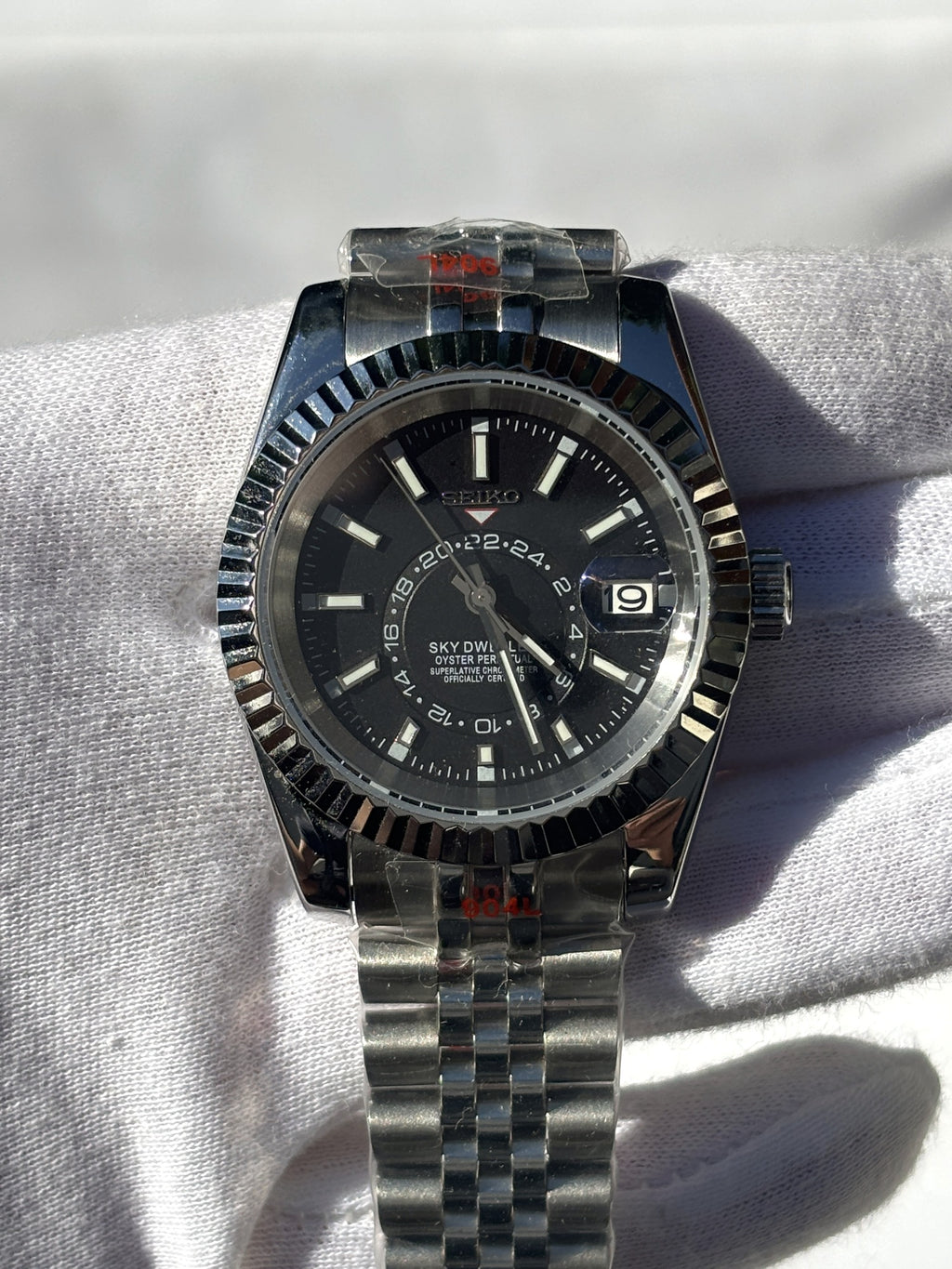 Seiko MOD automata karóra, acél, sötét számlap, gyűrűs számlap, 39 mm, NH34 | Eclipse
