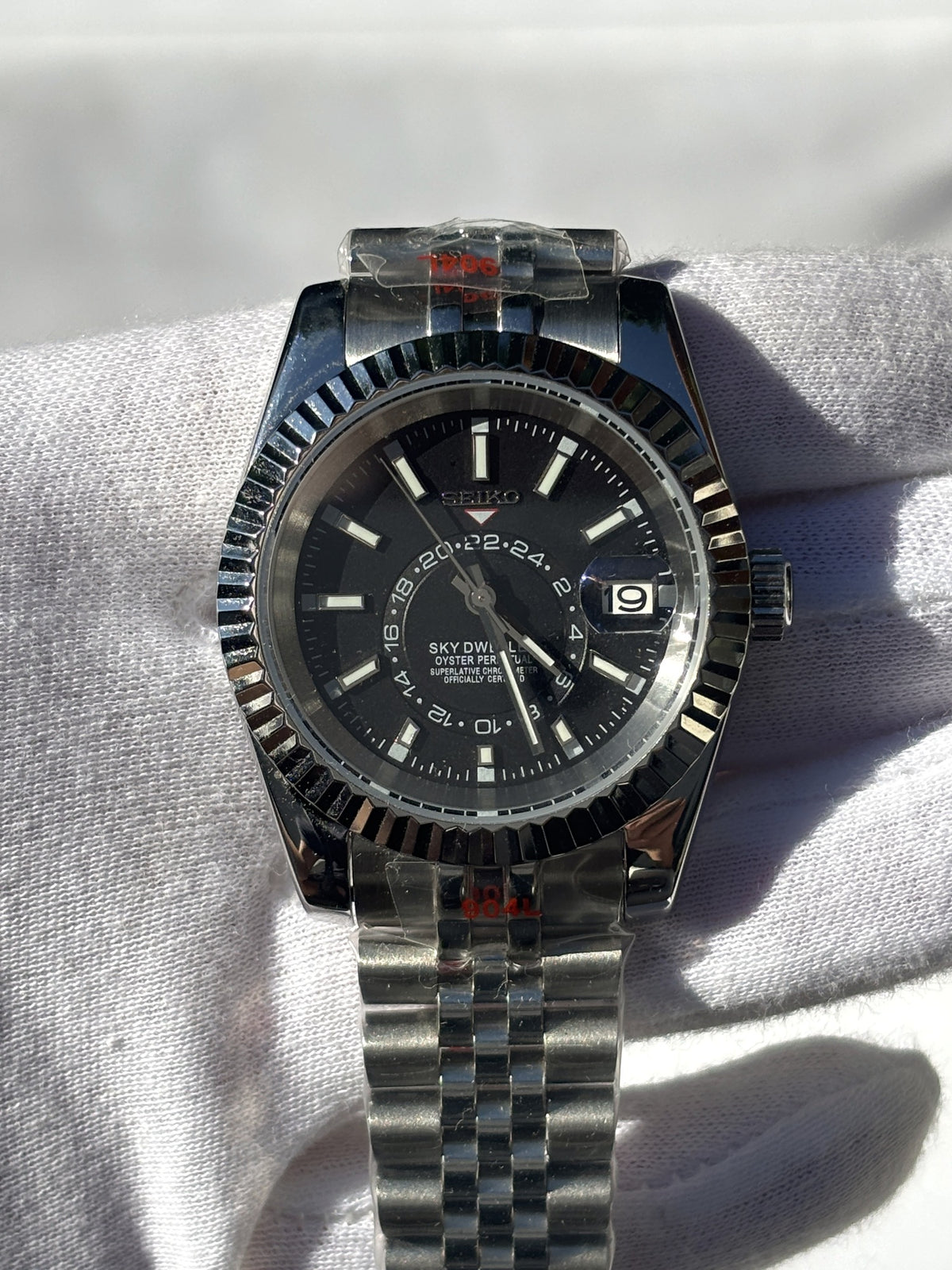 Seiko MOD automata karóra, acél, sötét számlap, gyűrűs számlap, 39 mm, NH34 | Eclipse