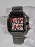 Seiko MOD automata karóra, acél, fehér számlap, piros graffiti felirat, 38 mm, NH34 | Rebel