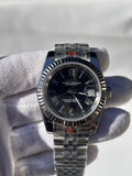 Seiko MOD automata karóra, acél, fekete számlap, római számok, 39 mm, NH34 | Roman Noir