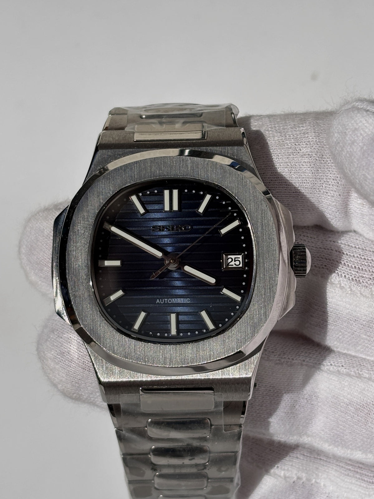 Seiko MOD automata karóra, acél, sötétkék számlap, 41 mm, NH34 | Midnight