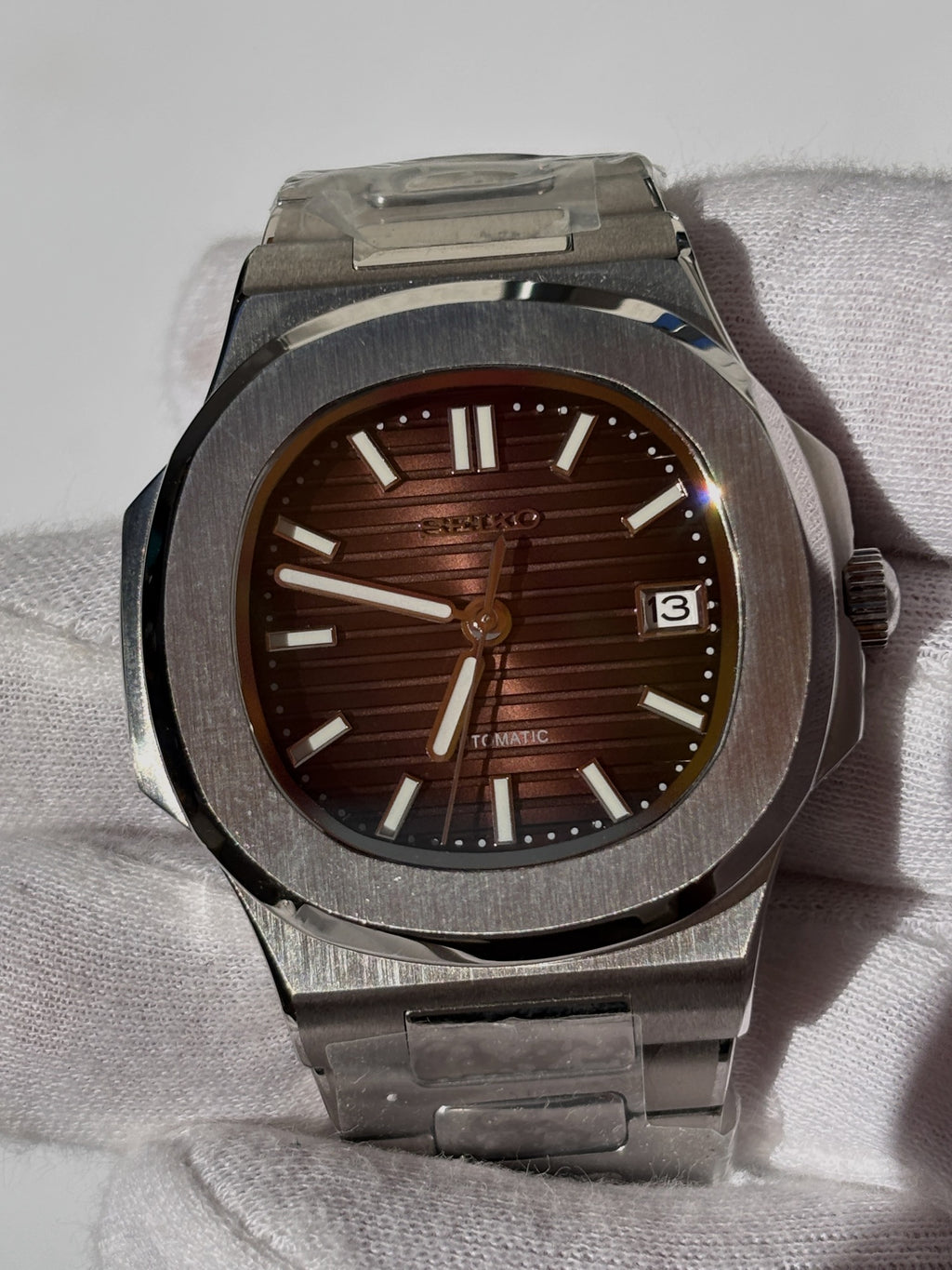 Seiko MOD automata karóra, acél, barna számlap, 41 mm, NH34 | Mocha
