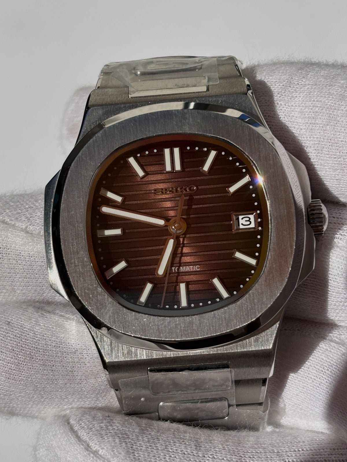 Seiko MOD automata karóra, acél, barna számlap, 41 mm, NH34 | Mocha