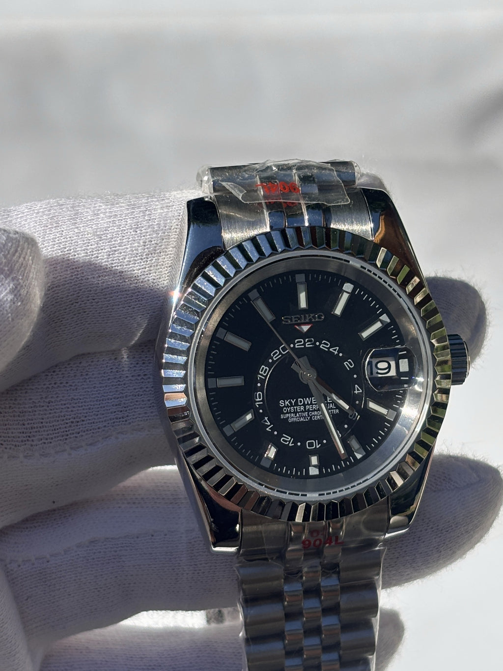 Seiko MOD automata karóra, acél, sötét számlap, gyűrűs számlap, 39 mm, NH34 | Eclipse
