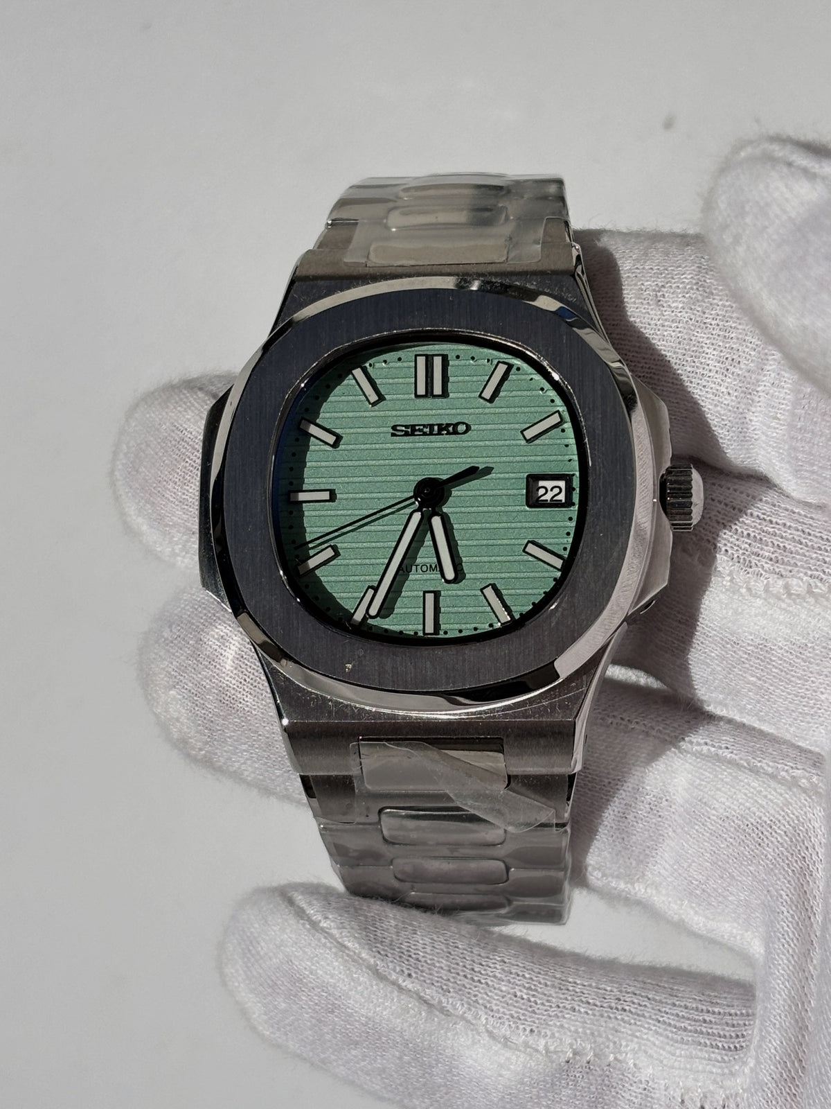 Seiko MOD automata karóra, acél, menta számlap, 41 mm, NH34 | Mint