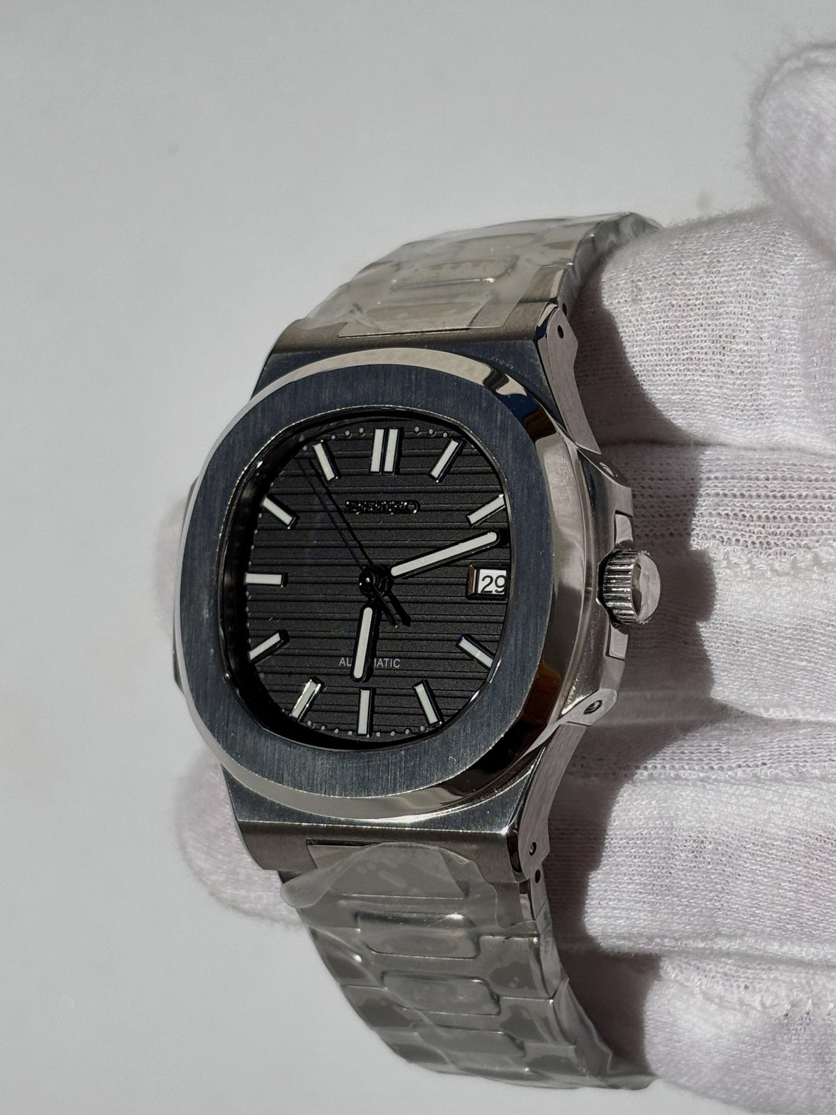 Seiko MOD automata karóra, acél, grafitszürke számlap, 41 mm, NH34 | Graphite