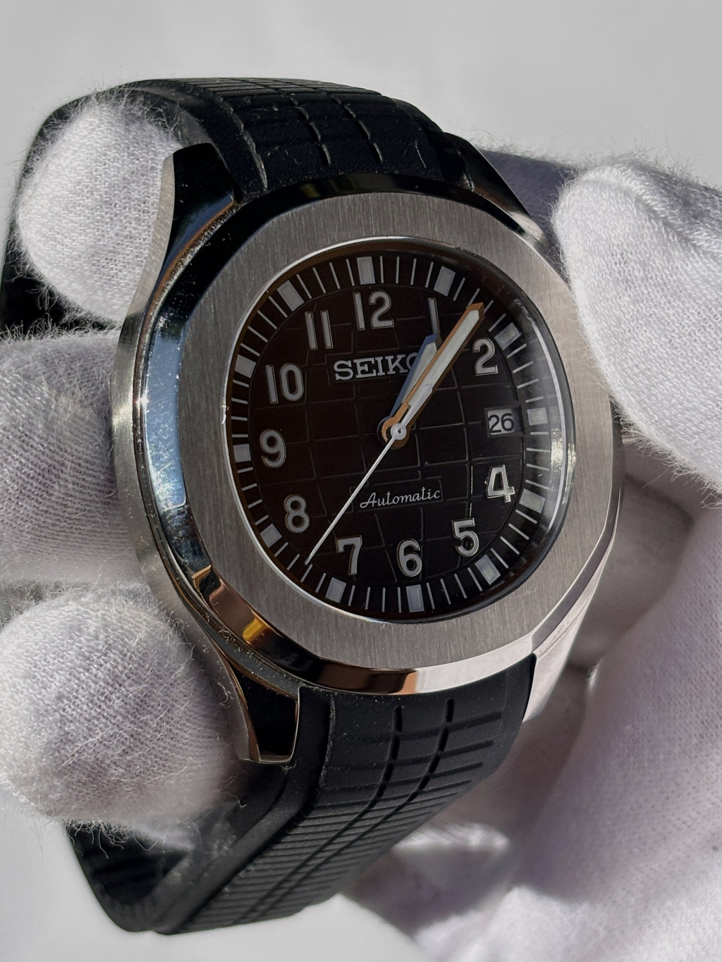 Seiko MOD automata karóra, acél, fekete számlap, fekete gumipánt, 40 mm, NH34 | Coal