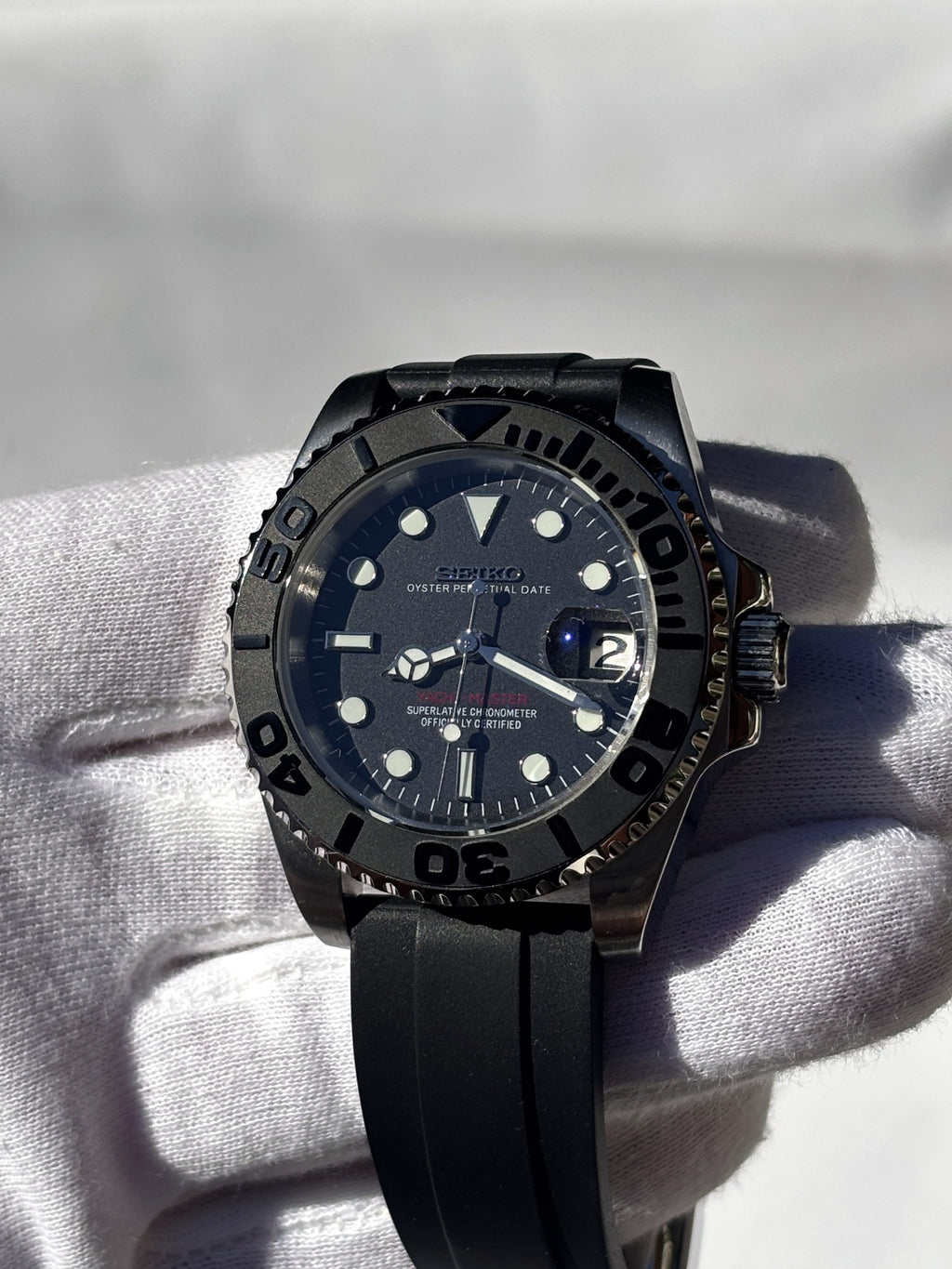 Seiko MOD automata karóra, acél, fekete számlap, fekete gumipánt, 40 mm, NH34 | Ink