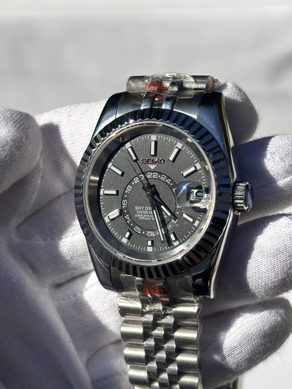 Seiko MOD automata karóra, acél, sötét számlap, gyűrűs számlap, 39 mm, NH34 | Eclipse
