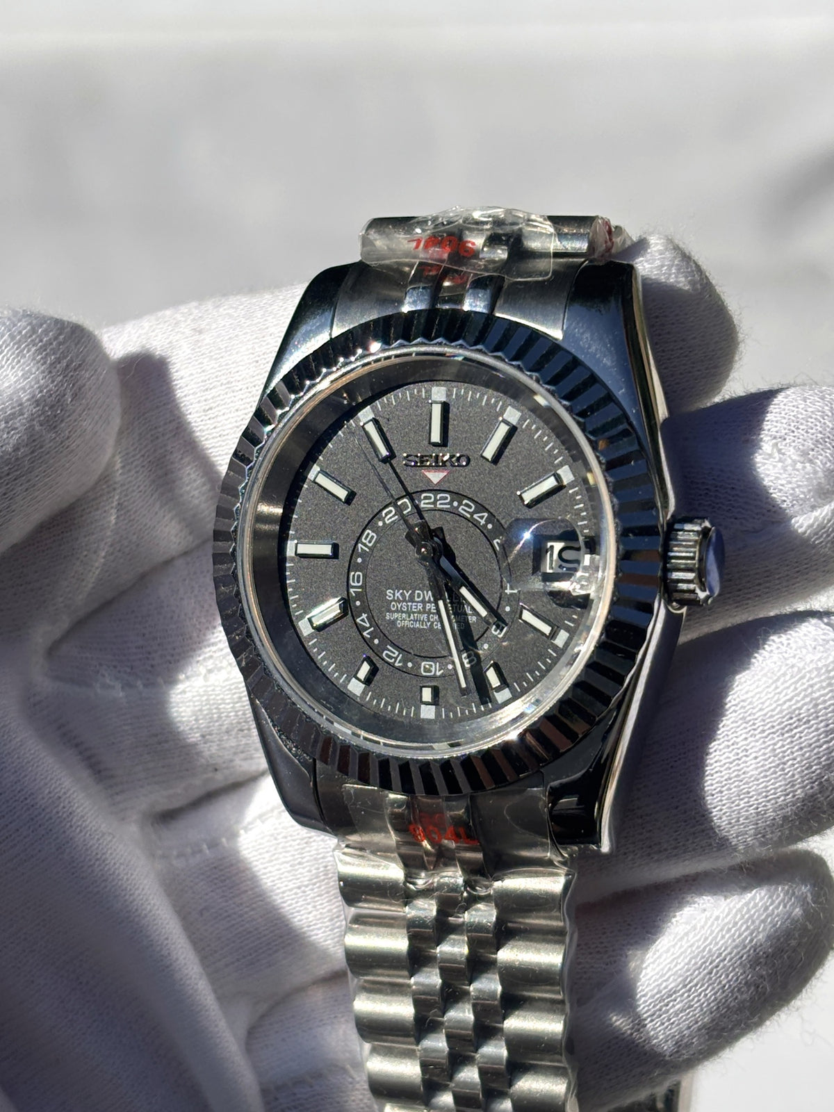 Seiko MOD automata karóra, acél, sötét számlap, gyűrűs számlap, 39 mm, NH34 | Eclipse
