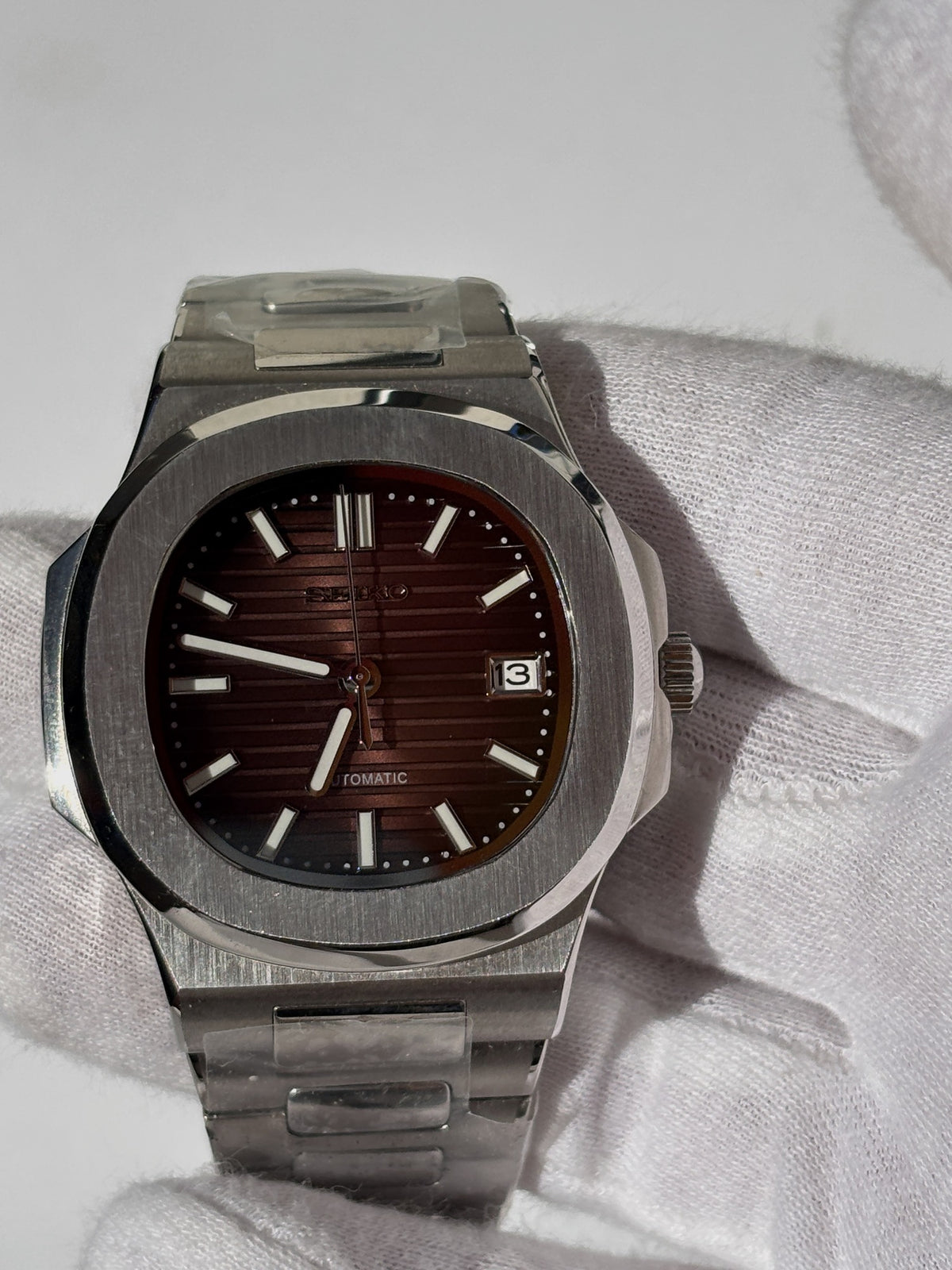 Seiko MOD automata karóra, acél, barna számlap, 41 mm, NH34 | Mocha