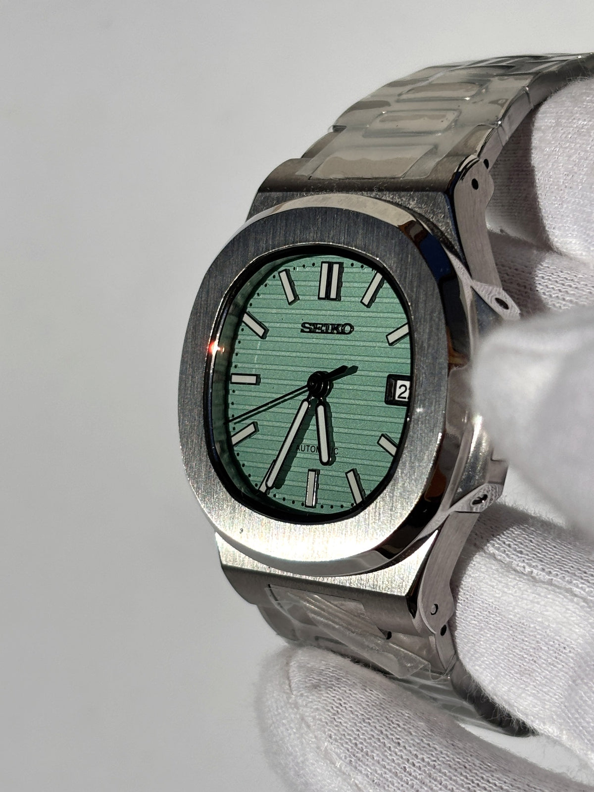 Seiko MOD automata karóra, acél, menta számlap, 41 mm, NH34 | Mint