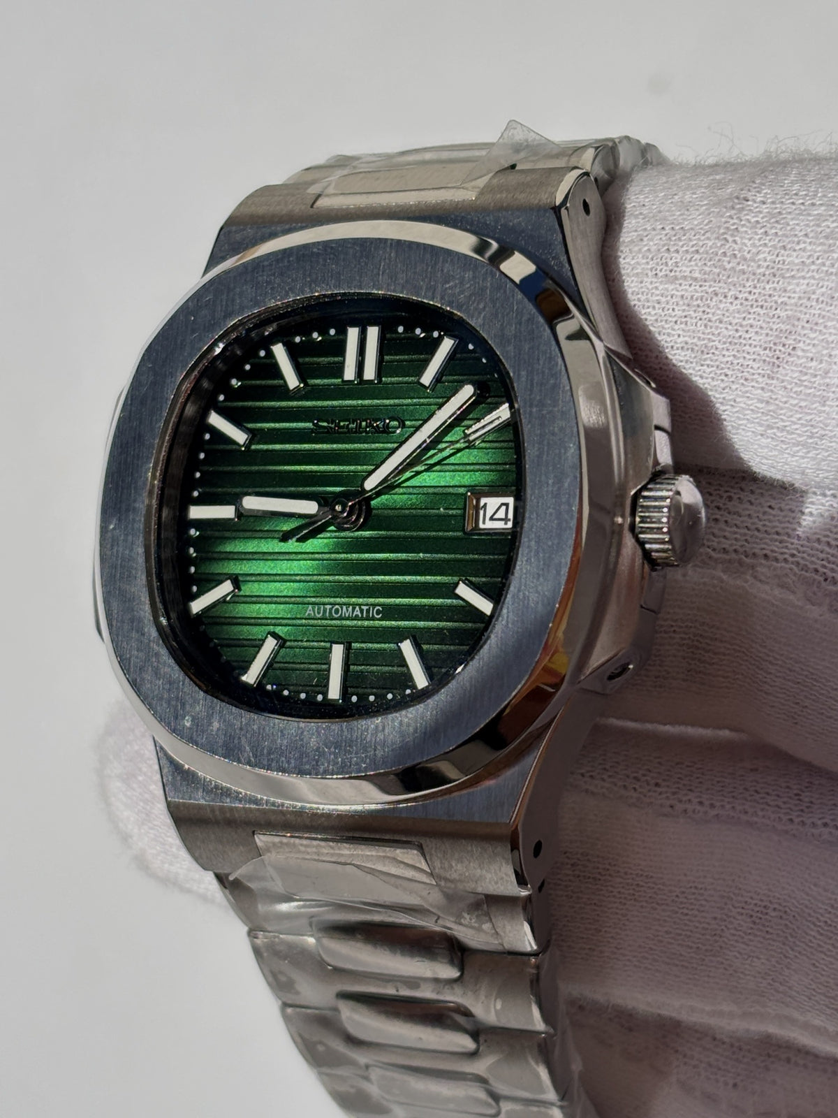 Seiko MOD automata karóra, acél, zöld számlap, 40 mm, NH34 | Evergreen