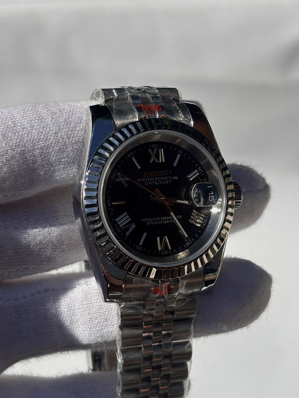 Seiko MOD automata karóra, acél, fekete számlap, római számok, 39 mm, NH34 | Roman Noir