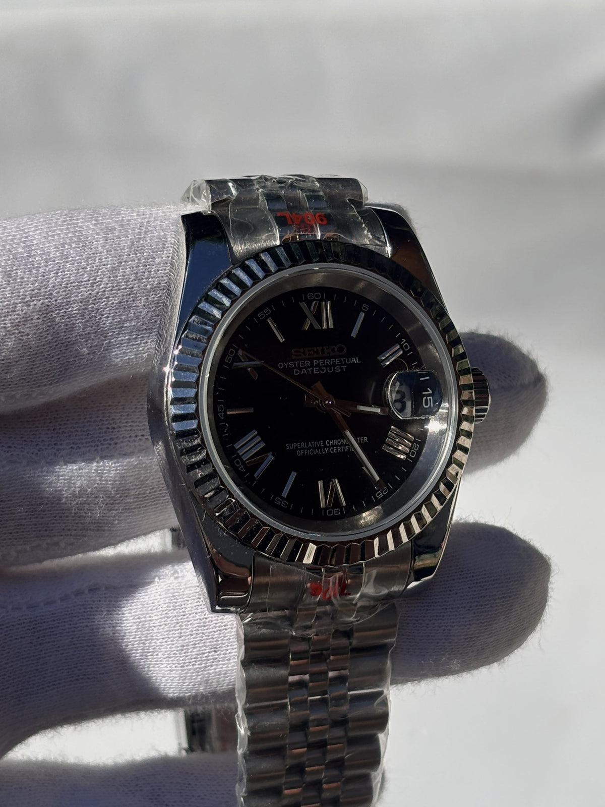 Seiko MOD automata karóra, acél, fekete számlap, római számok, 39 mm, NH34 | Roman Noir