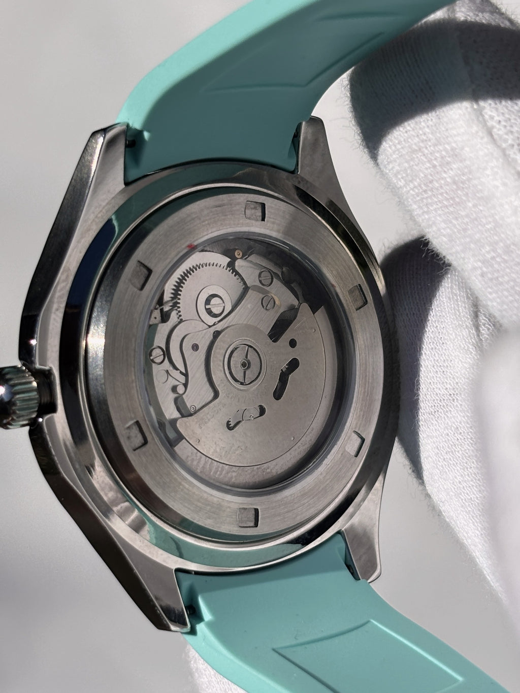 Seiko MOD automata karóra, acél, türkiz számlap, türkiz gumipánt, 41 mm, NH34 | Lagoon