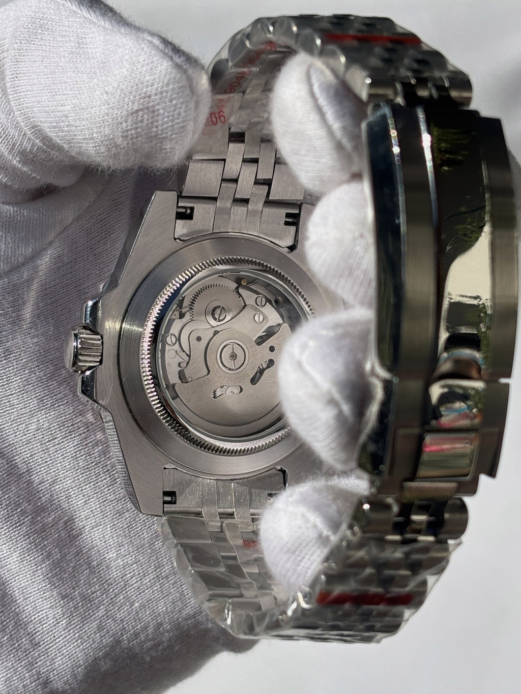 Seiko MOD GMT automata karóra, acél, fekete számlap, piros-kék lünetta, 40 mm, NH34 | Crimson