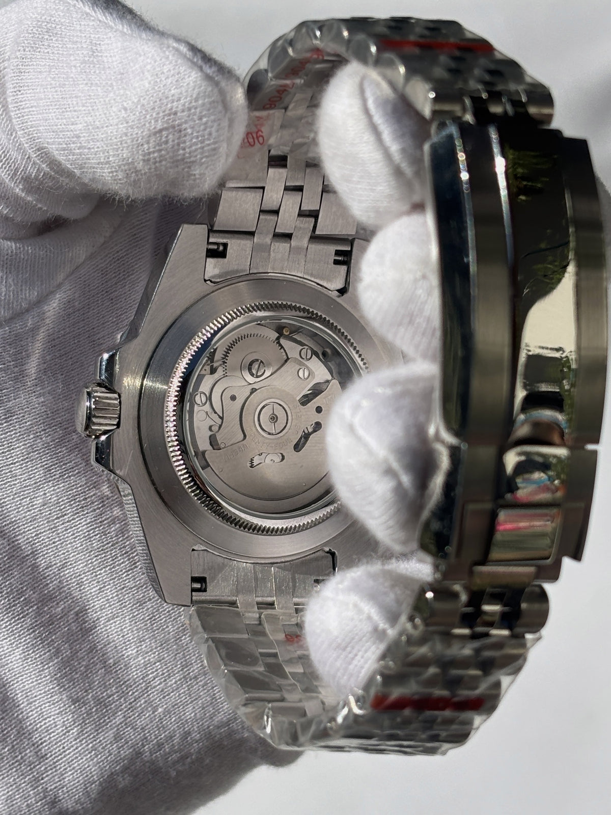 Seiko MOD GMT automata karóra, acél, fekete számlap, piros-kék lünetta, 40 mm, NH34 | Crimson