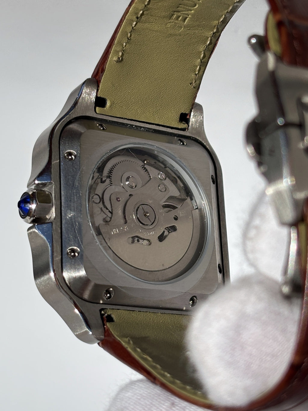Seiko MOD automata karóra, arany/acél, fehér számlap, barna bőrszíj, 38 mm, NH34 | Cognac