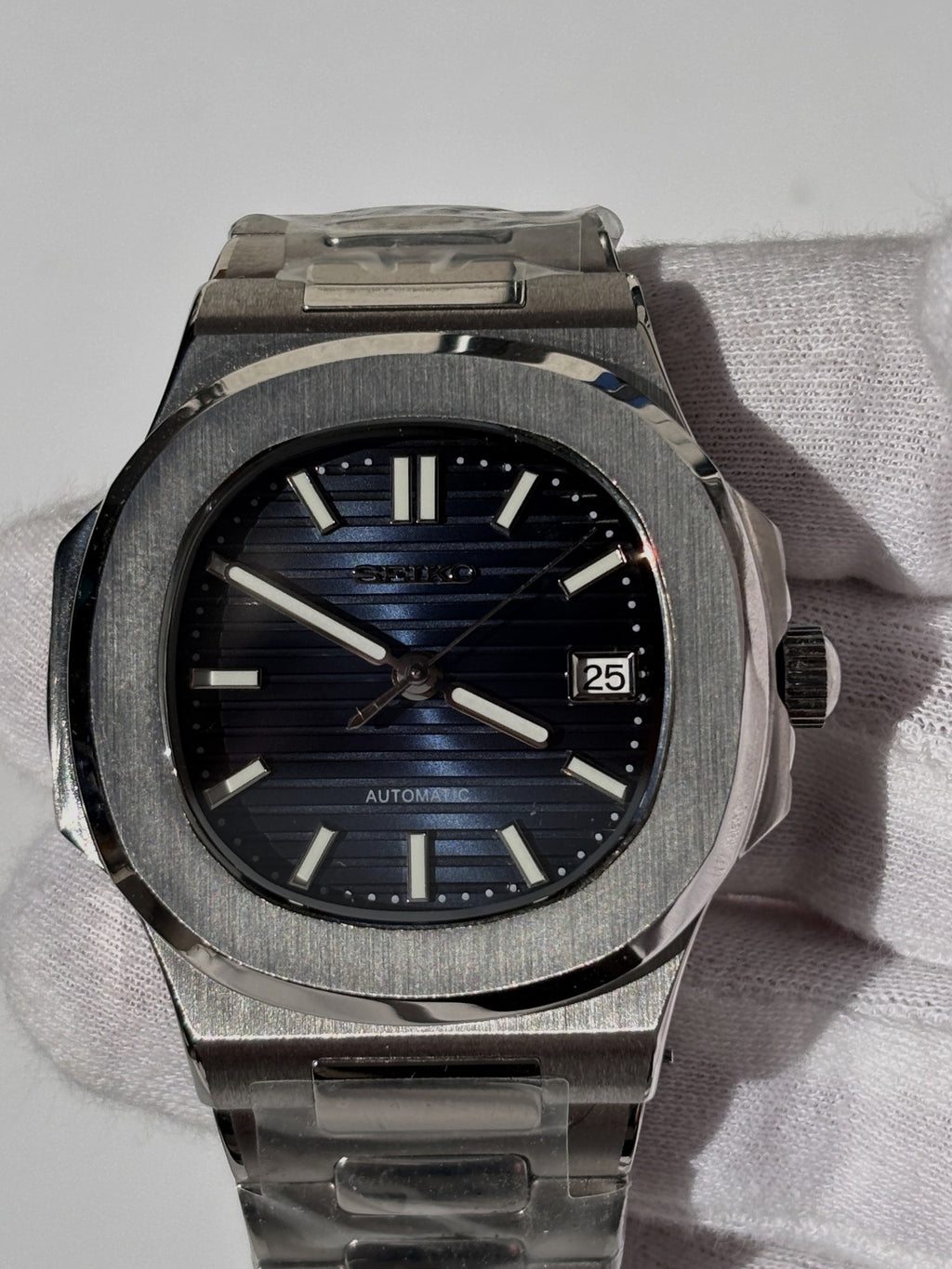 Seiko MOD automata karóra, acél, sötétkék számlap, 41 mm, NH34 | Midnight