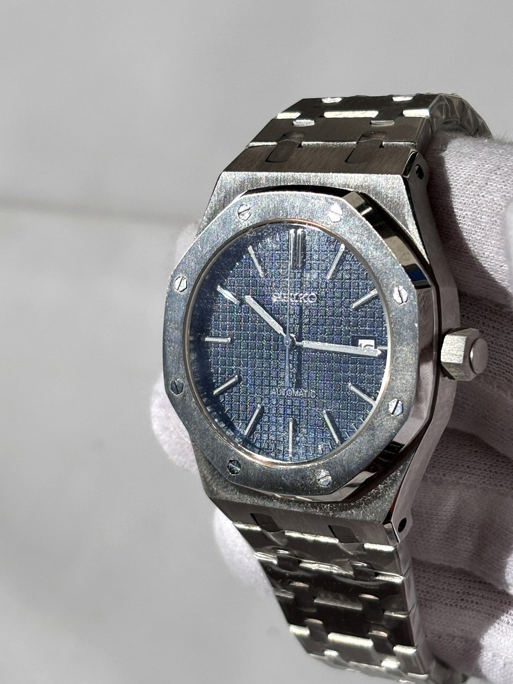 Seiko MOD automata karóra, acél, sötétkék számlap, 41 mm, NH34 | Navy