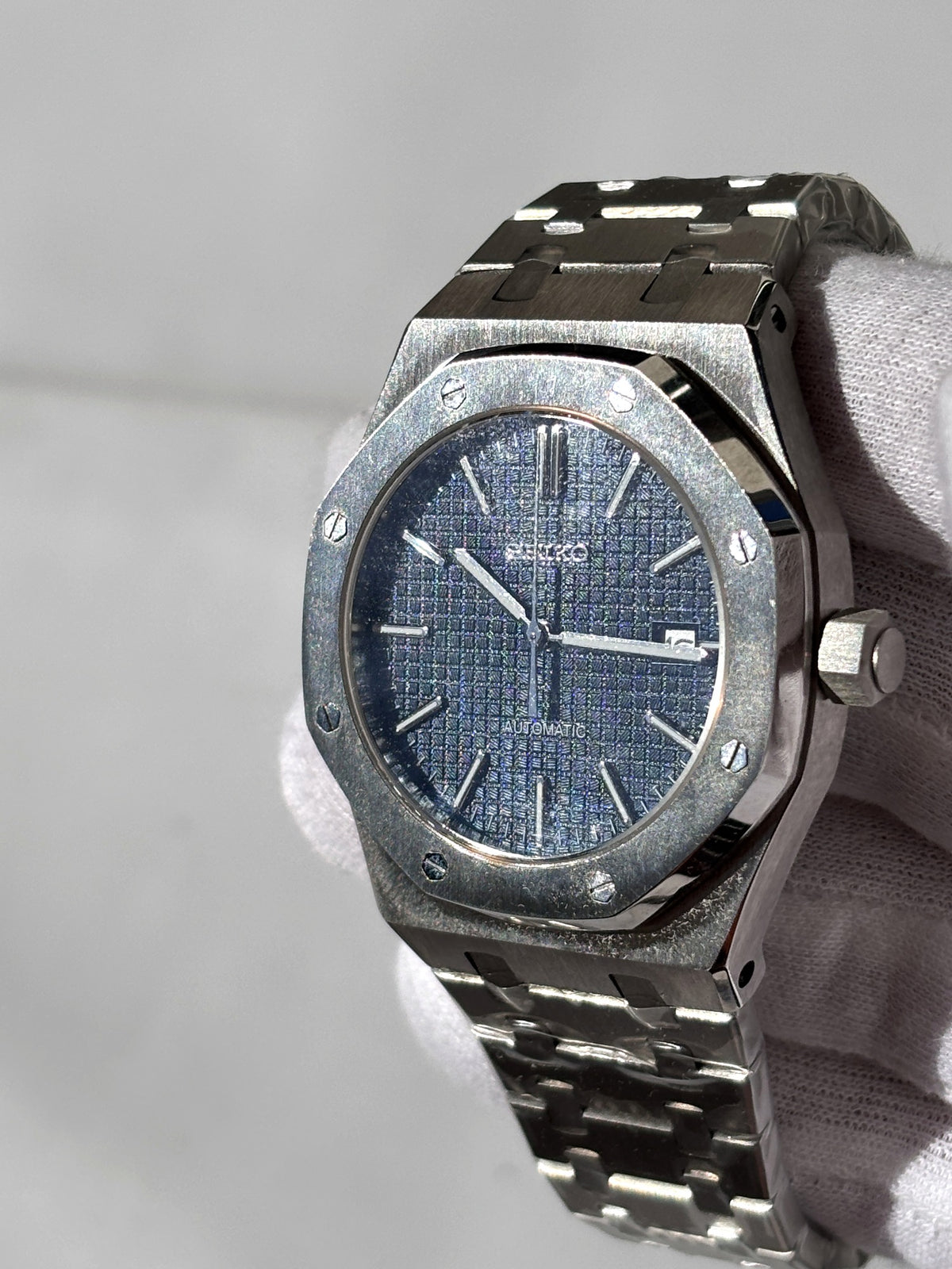 Seiko MOD automata karóra, acél, sötétkék számlap, 41 mm, NH34 | Navy