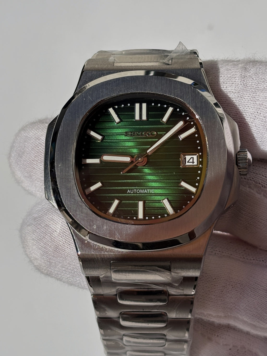 Seiko MOD automata karóra, acél, zöld számlap, 40 mm, NH34 | Evergreen