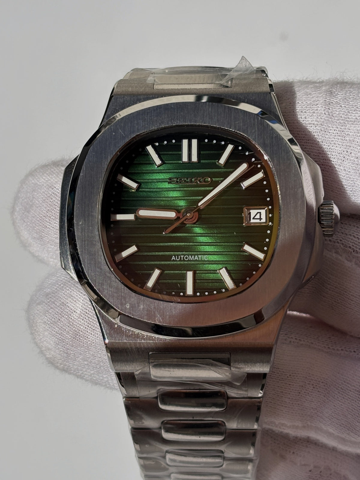 Seiko MOD automata karóra, acél, zöld számlap, 40 mm, NH34 | Evergreen