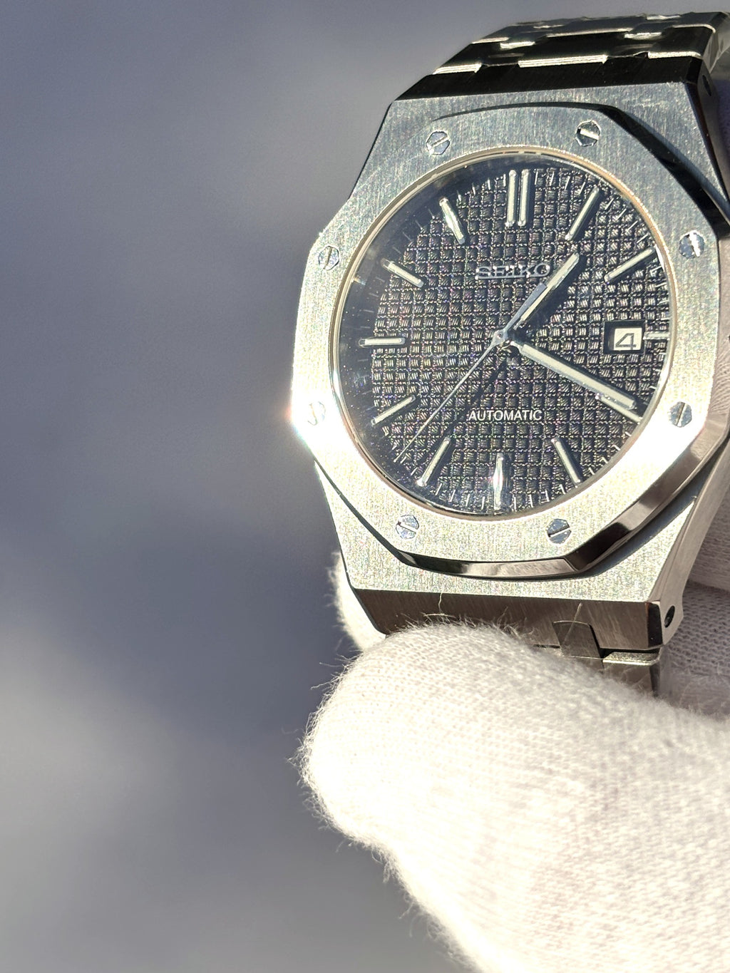 Seiko MOD automata karóra, acél, fekete számlap, 41 mm, NH34 | Shadow