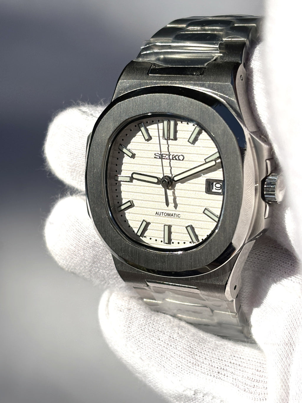 Seiko MOD automata karóra, acél, fehér számlap, 41 mm, NH34 | Ivory